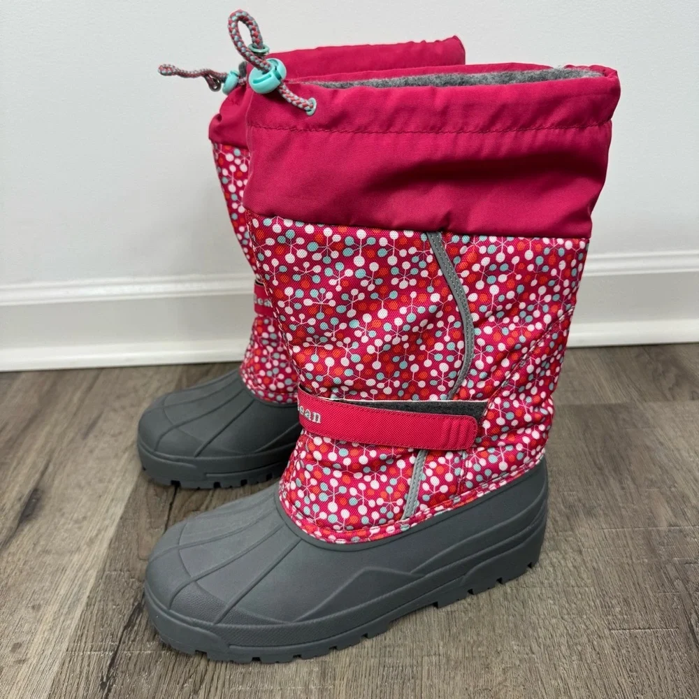 L.L.Bean Kids Northwoods Boots Size 7 Pink Gray Water Resistant Winter Snow